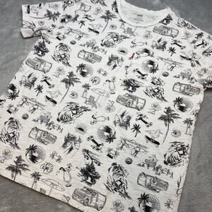 Levis Conversational AOP Tee T-Shirt‎ Mens L Beach Surfer Pocket All Over Print